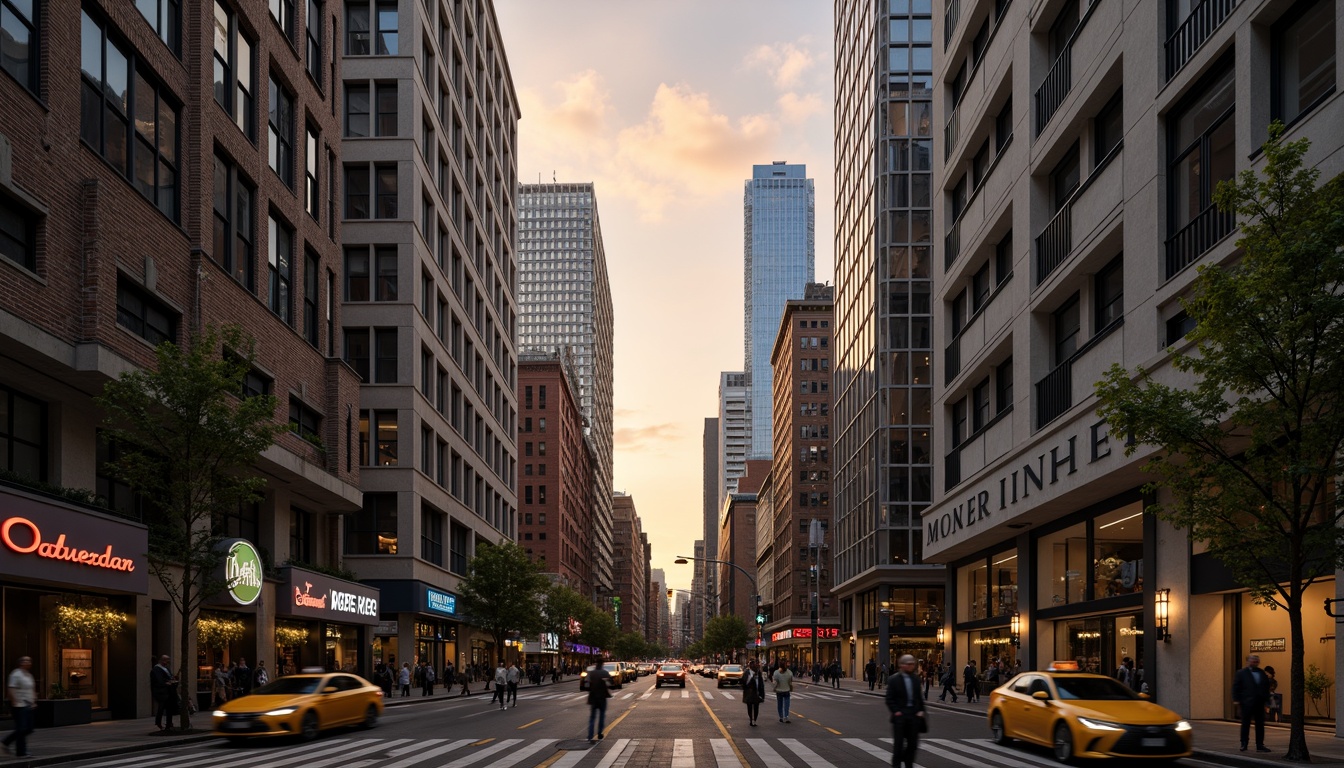 Prompt: Manhattan cityscape, bustling streets, vintage yellow cabs, art deco skyscrapers, geometric metallic facades, ornate stone carvings, luxurious high-rise apartments, rooftop gardens, panoramic views, urban canyons, bright neon lights, dramatic sunsets, warm golden hour lighting, shallow depth of field, 1/2 composition, realistic reflections, ambient occlusion.