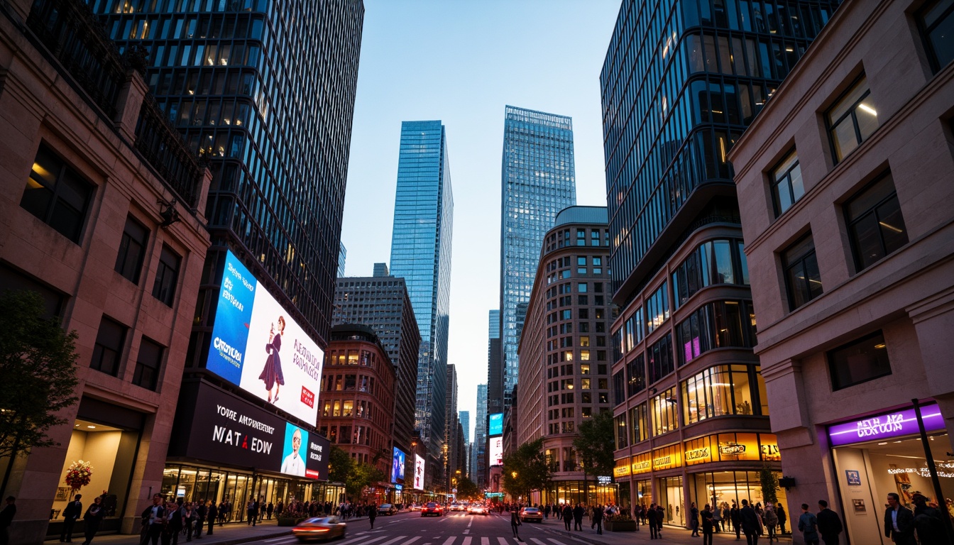 Prompt: Richly textured futuristic cityscape, neon-lit skyscrapers, iridescent glass towers, holographic advertisements, vibrant LED lights, metallic accents, dark sleek alleys, atmospheric mist, cinematic lens flares, warm golden hour lighting, high-contrast color grading, bold geometric patterns, 3D modeling, realistic reflections, advanced shading techniques.