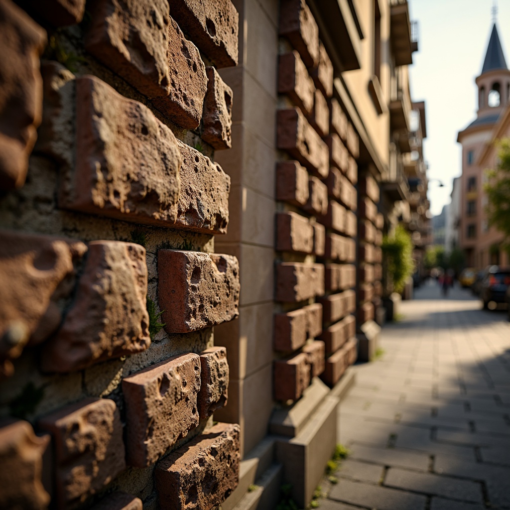 Prompt: Rustic brick wall, rough-hewn texture, earthy tones, weathered surfaces, crumbling edges, moss-covered cracks, vintage charm, ornate facades, classical architecture, warm golden lighting, shallow depth of field, 1/2 composition, realistic normal maps, ambient occlusion.