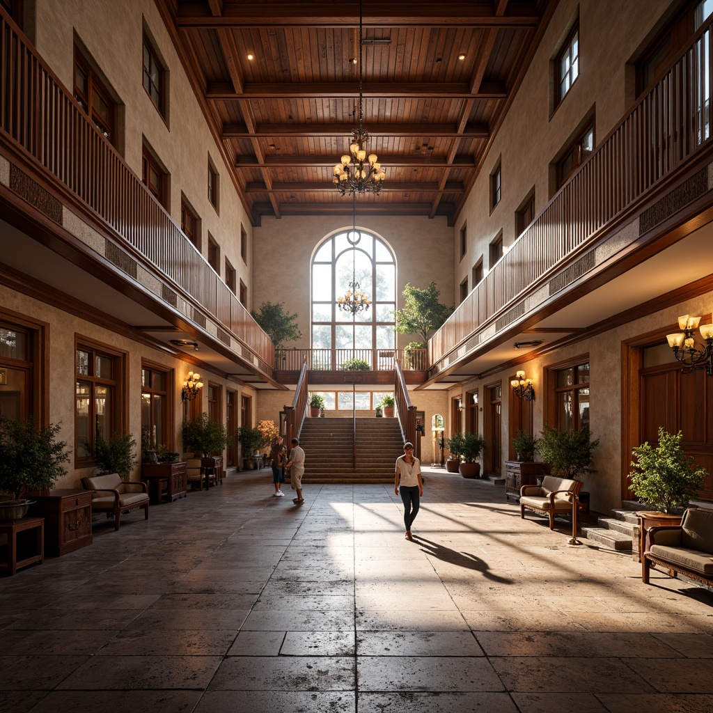 Prompt: Grand university hall, high ceilings, large windows, abundant natural light, warm wood tones, classic architectural details, ornate chandeliers, rich stone flooring, elegant staircases, spacious corridors, soft diffused lighting, subtle shadows, 1/1 composition, shallow depth of field, realistic textures, ambient occlusion.