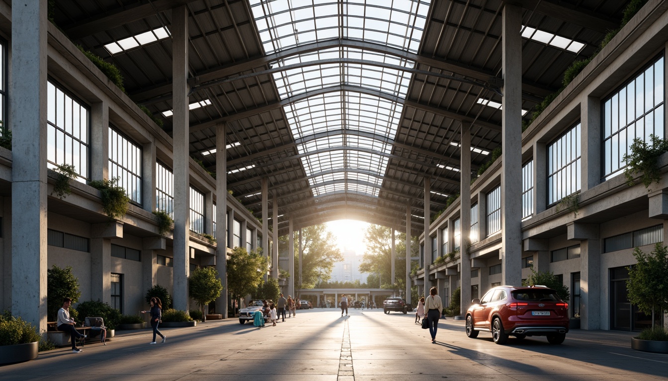 Prompt: Industrial steel building, modern metallic framework, sleek silver beams, corrugated iron roofs, reinforced concrete foundations, exposed ductwork, minimalist interior design, functional open spaces, natural light pouring in, high ceilings, polished metal floors, industrial chic aesthetic, warm afternoon sunlight, shallow depth of field, 1/2 composition, realistic textures, ambient occlusion.