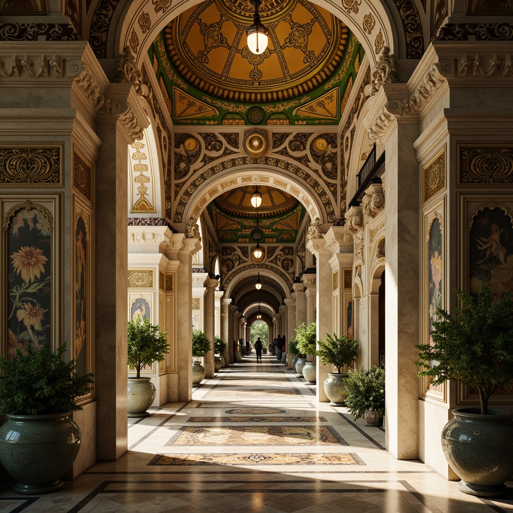 Prompt: Byzantine palace, intricately carved stone walls, ornate golden domes, vibrant lime green accents, richly patterned mosaics, luxurious marble floors, grandiose archways, ornamental columns, mystical ambiance, warm soft lighting, shallow depth of field, 1/2 composition, symmetrical framing, realistic textures, ambient occlusion.