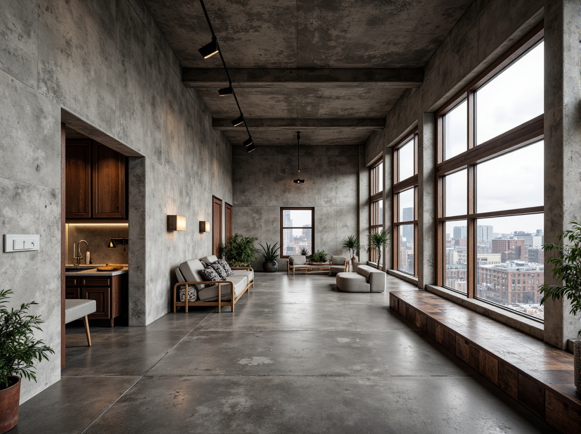 Prompt: Industrial constructivist building, exposed concrete walls, metallic beams, rusted steel accents, reclaimed wood textures, industrial-grade glass windows, minimalist decor, functional furniture, urban cityscape, gray cloudy sky, soft diffused lighting, shallow depth of field, 1/1 composition, realistic render, ambient occlusion.