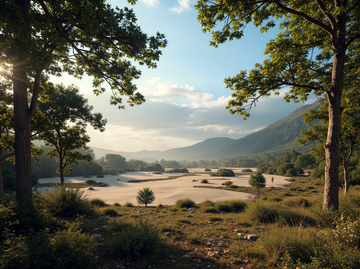 Prompt: Earthy tones, forest floors, mossy greens, sky blue horizons, sandy beige dunes, driftwood grays, blooming floral hues, misty dawn atmospheres, rustic stone textures, natural linen fabrics, weathered wood accents, soft morning light, warm sunset glows, subtle shadow nuances, 1/1 composition, realistic color blending, ambient occlusion.