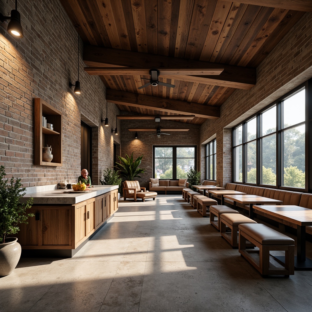 Prompt: Rustic stone walls, smooth concrete floors, wooden accents, metallic frames, translucent glass facades, natural fiber textiles, rough-hewn wood beams, polished marble countertops, distressed leather upholstery, industrial metal pipes, exposed brick masonry, warm ambient lighting, shallow depth of field, 1/1 composition, realistic reflections, atmospheric perspective.