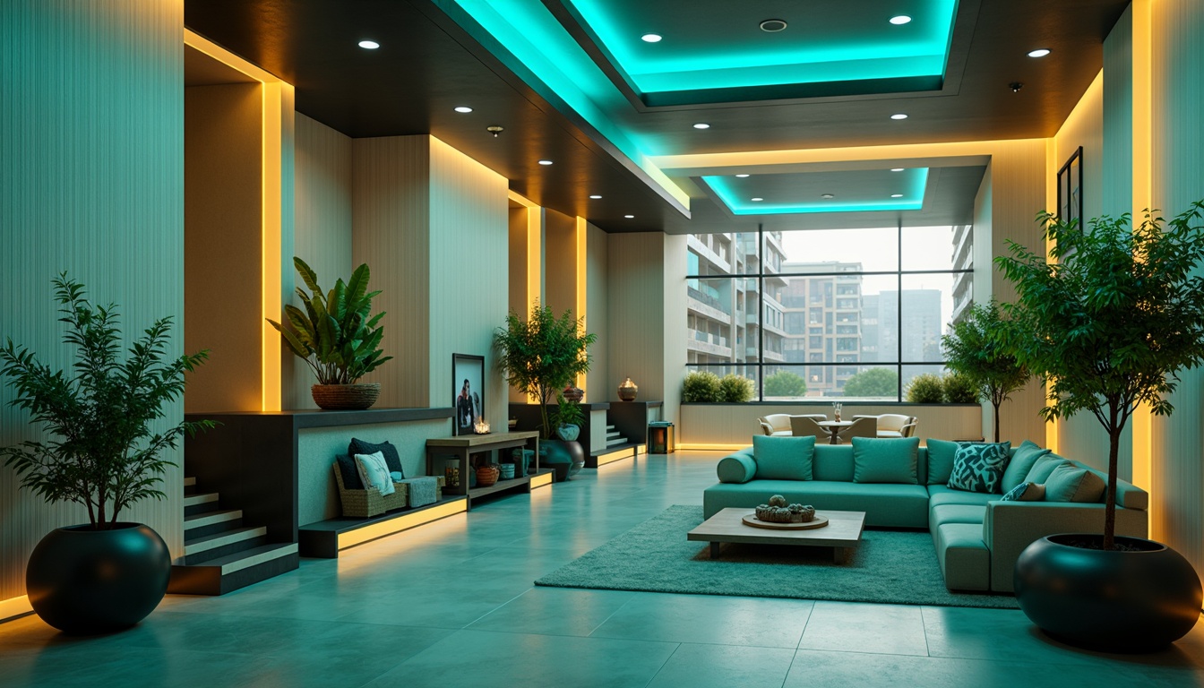 Prompt: Rich turquoise accents, creamy whites, deep charcoal grays, warm golden yellows, soft blush pinks, luxurious emerald greens, sleek metallic silvers, matte black textures, subtle gradient transitions, futuristic neon lights, ambient occlusion, realistic reflections, 3D modeling, atmospheric perspective, cinematic depth of field.