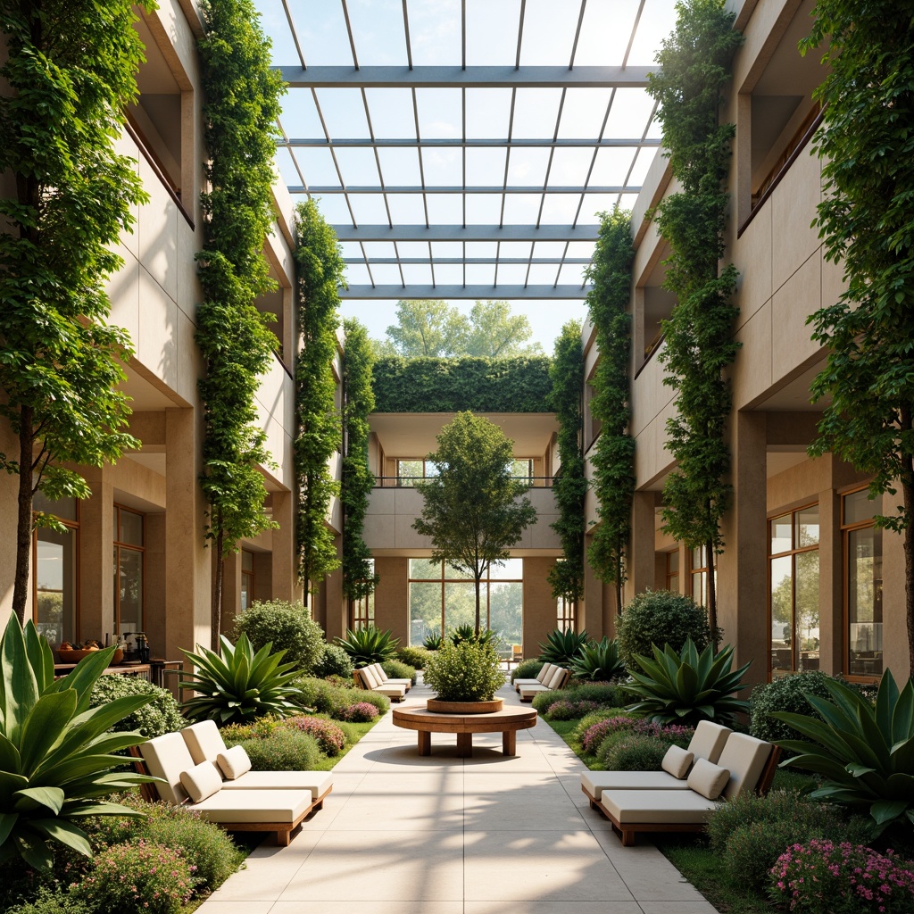 Prompt: Vibrant atrium, lush greenery, abundant natural light, floor-to-ceiling windows, transparent glass roof, open floor plan, minimalist decor, sleek modern furniture, polished marble floors, warm beige walls, soft diffused lighting, subtle shadows, 1/1 composition, symmetrical architecture, sustainable building materials, energy-efficient systems, airy spacious interiors, harmonious color palette, organic textures, ambient occlusion.Please let me know if you need any adjustments!