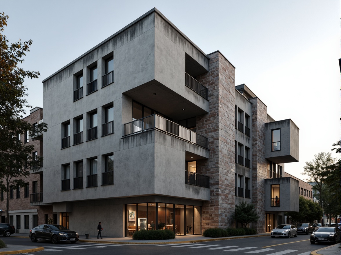 Prompt: Rustic hospital facade, brutalist architecture, raw concrete textures, exposed ductwork, industrial-style lighting fixtures, minimalist ornamentation, functional simplicity, rectangular forms, flat roofs, cantilevered overhangs, asymmetrical compositions, urban landscape, busy streets, city sounds, soft natural light, high-contrast shadows, dramatic camera angles, cinematic atmosphere, realistic material reflections, ambient occlusion.