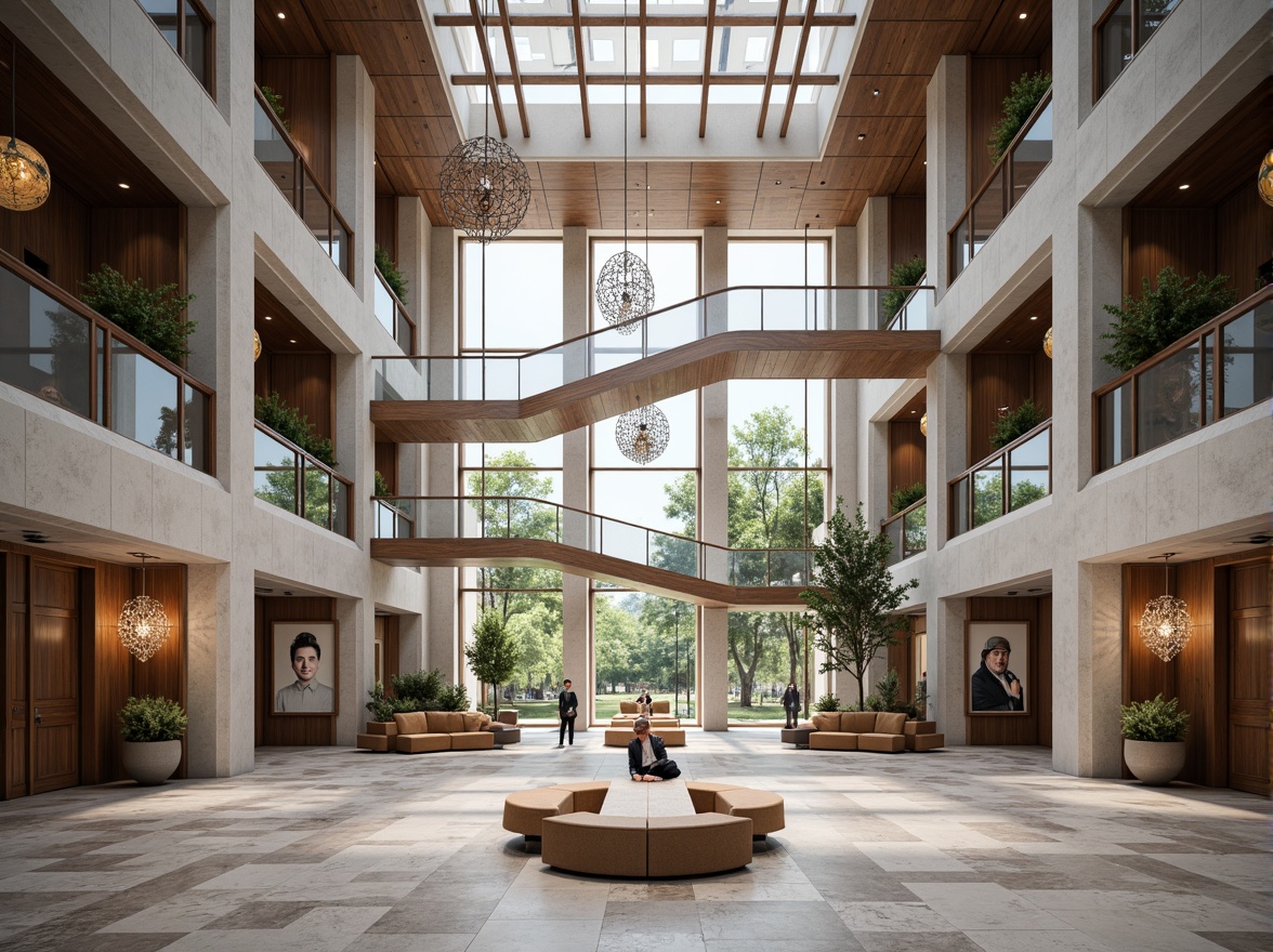 Prompt: Grand courthouse entrance, high ceiling lobby, marble floors, wooden benches, ornate chandeliers, geometric patterns, minimalist decor, functional layout, open spaces, natural light, large windows, metal frames, industrial materials, brutalist architecture, monumental staircase, cantilevered balconies, grandiose atrium, symmetrical composition, 1/1 aspect ratio, softbox lighting, realistic textures, ambient occlusion.