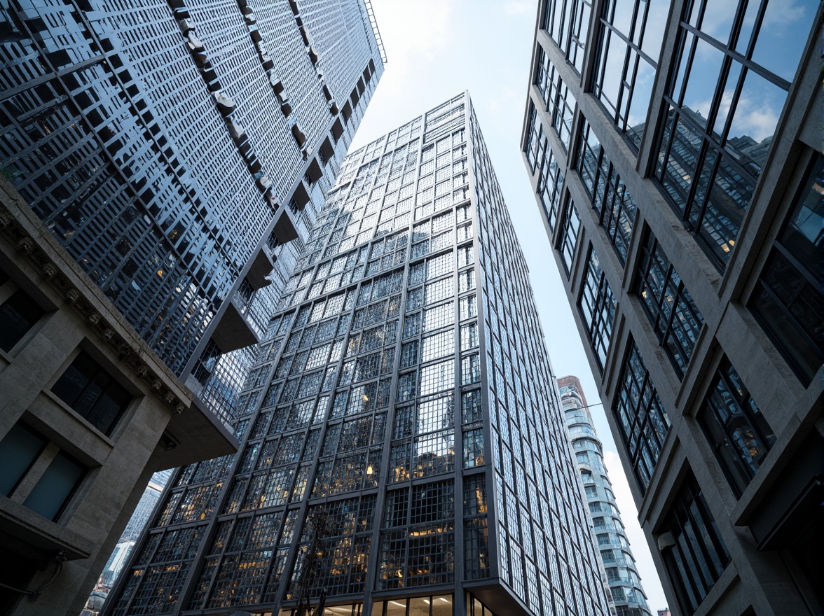 Prompt: Perforated metal facade, industrial aesthetic, airy ventilation, natural light filtering, urban architecture, modern skyscraper, sleek reflective surfaces, geometric patterns, intricate details, metallic sheen, daylight illumination, high-contrast shadows, 3/4 composition, shallow depth of field, realistic textures, ambient occlusion.