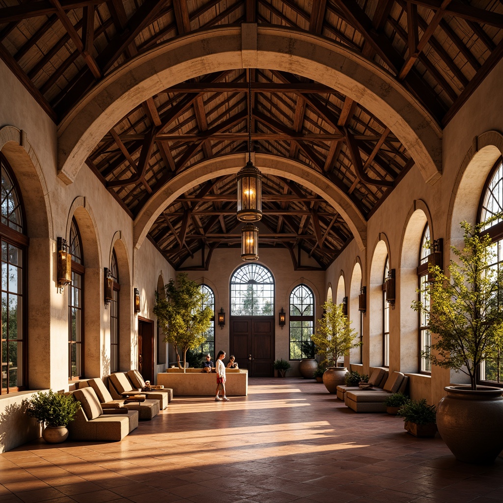 Prompt: Rustic barn, Byzantine architecture, curved dome roofs, ornate golden accents, intricate stone carvings, warm earthy tones, terracotta tiles, exposed wooden beams, ornamental metalwork, stained glass windows, lantern-inspired lighting, soft warm ambiance, shallow depth of field, 1/1 composition, realistic textures, ambient occlusion.