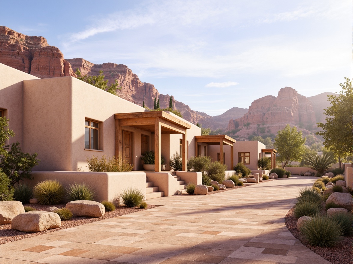 Prompt: Lilac-hued canyon homes, adobe-inspired architecture, natural stone walls, terracotta roofs, rustic wooden doors, warm beige stucco, soft pastel shades, gentle gradient effects, whimsical watercolor textures, earthy tone color palette, serene desert landscape, majestic rock formations, wispy cacti, warm sunny afternoon, soft diffused lighting, atmospheric perspective, 1/1 composition, realistic renderings, ambient occlusion.