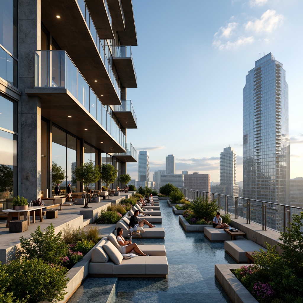 Prompt: Luxurious penthouse, floor-to-ceiling windows, panoramic city views, sleek modern architecture, minimalist interior design, reflective glass surfaces, angular lines, polished marble floors, lavish furnishings, opulent chandeliers, natural stone walls, green roofs, lush rooftop gardens, vibrant flowers, soothing water features, ambient lighting, soft warm glow, 1/1 composition, shallow depth of field, realistic textures, morning sunlight, clear blue sky.