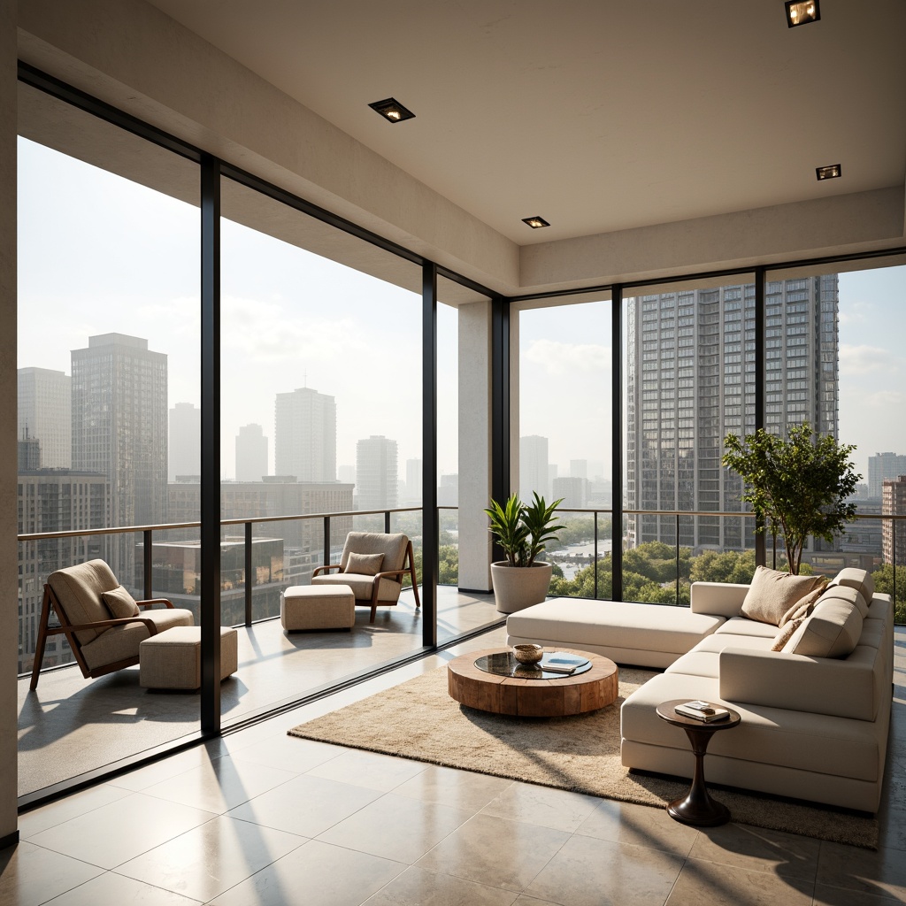 Prompt: Luxurious penthouse, floor-to-ceiling windows, unobstructed cityscape views, sleek modern architecture, gleaming glass fa\u00e7ade, minimalist interior design, creamy white walls, polished marble floors, lavish furniture, opulent chandeliers, abundant natural light, soft warm ambiance, shallow depth of field, 1/1 composition, realistic textures, ambient occlusion, urban landscape, bustling streets, vibrant city life.