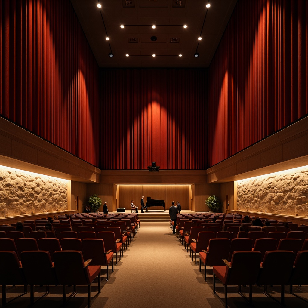 Prompt: Intimate concert hall, velvet curtains, rich wood paneling, subtle lighting, premium sound systems, advanced acoustic engineering, precise speaker placement, optimal seating arrangements, natural stone walls, high ceilings, minimalist decor, warm ambiance, evening performance, soft spotlighting, shallow depth of field, 2/3 composition, realistic textures, ambient occlusion.