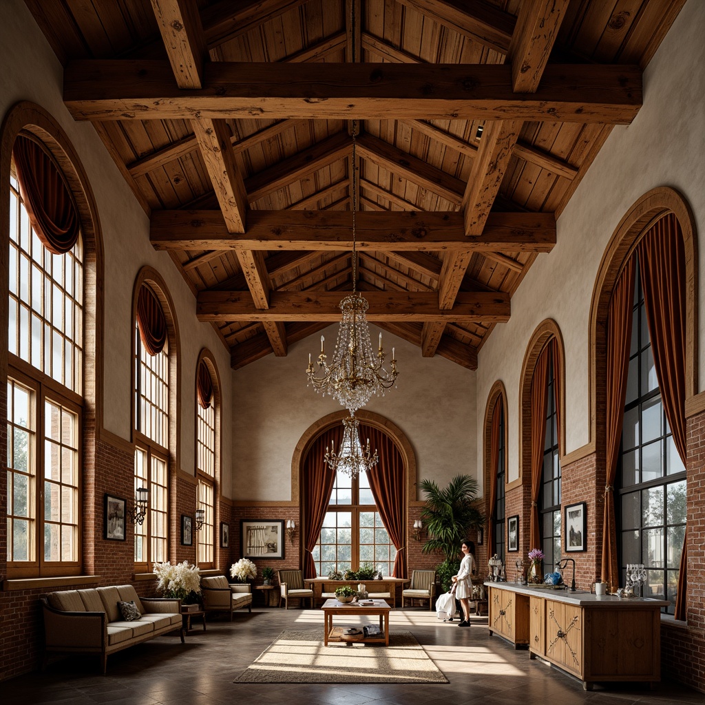 Prompt: Grand loft interior, Renaissance-inspired archways, high ceilings, ornate moldings, rustic wooden beams, distressed brick walls, vintage furniture, velvet drapes, crystal chandeliers, marble countertops, warm golden lighting, shallow depth of field, 1/2 composition, atmospheric perspective, realistic textures, ambient occlusion.