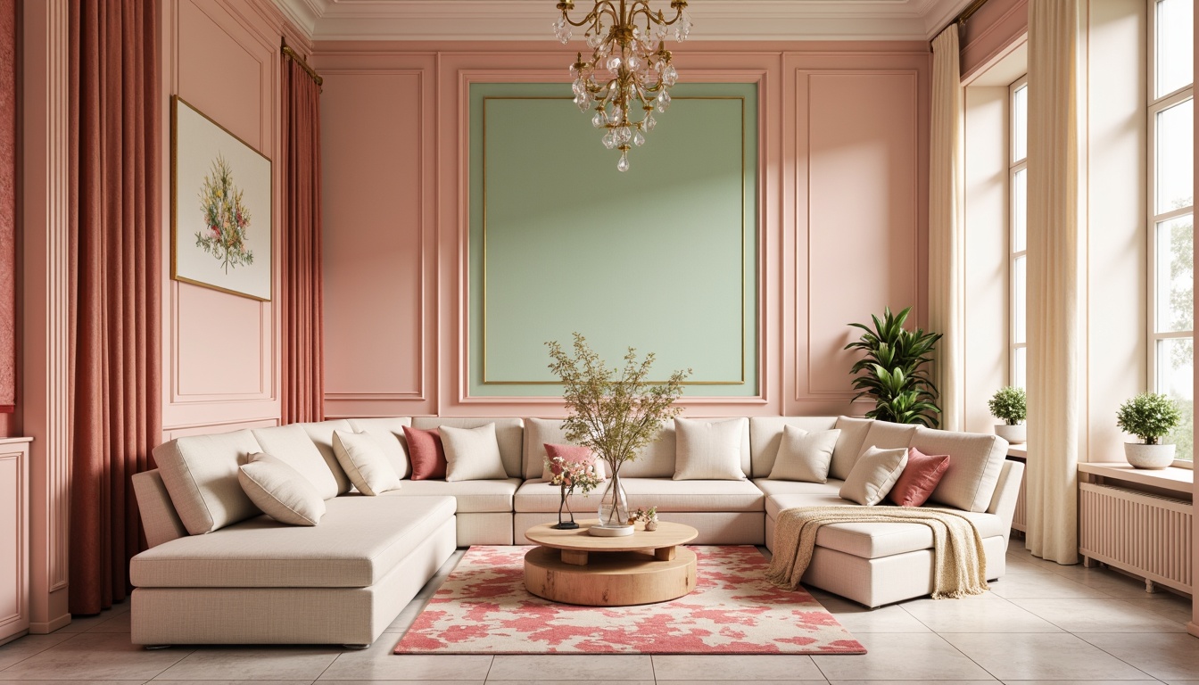 Prompt: Vibrant pastel colors, soft peach tones, calming mint green, rich berry shades, creamy whites, warm golden accents, subtle gradient effects, nuanced color transitions, atmospheric lighting, dramatic shadows, intricate patterns, luxurious textures, opulent materials, lavish decorations, sophisticated ambiance, refined elegance.