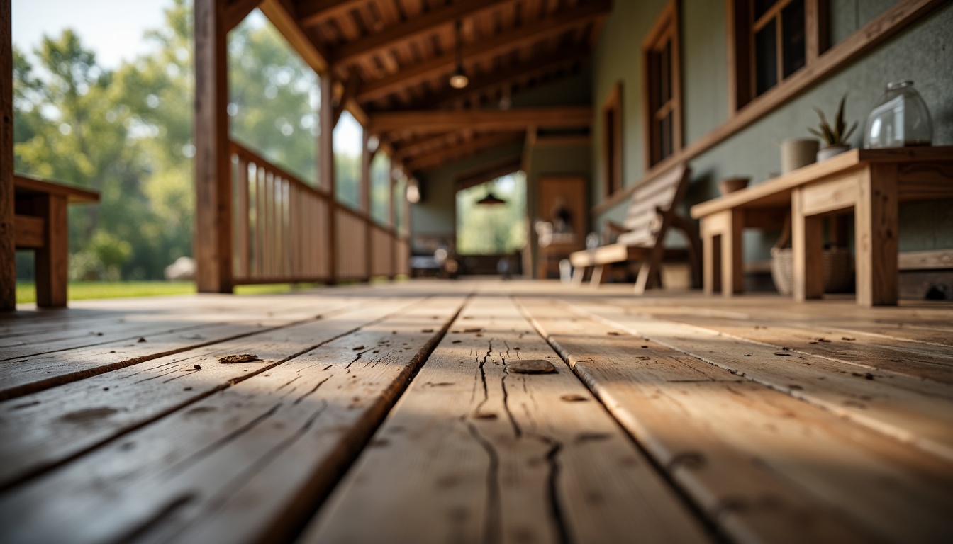 Prompt: Rustic farmhouse, wooden plank floors, distressed finishes, reclaimed barn wood, wide plank boards, matte finish, earthy tones, natural textures, organic patterns, vintage decor, country charm, cozy atmosphere, soft warm lighting, shallow depth of field, 3/4 composition, panoramic view, realistic wood grain, ambient occlusion.