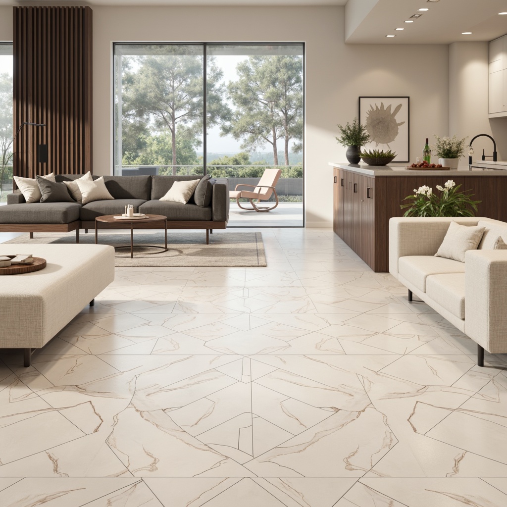 Prompt: Luxurious marble flooring, contemporary interiors, sleek lines, minimalist aesthetic, high-gloss finish, creamy white tones, subtle veining patterns, elegant living rooms, modern bedrooms, spacious kitchens, sophisticated bathrooms, geometric tile arrangements, herringbone designs, hexagonal shapes, 3D visual effects, soft warm lighting, shallow depth of field, realistic textures, ambient occlusion.