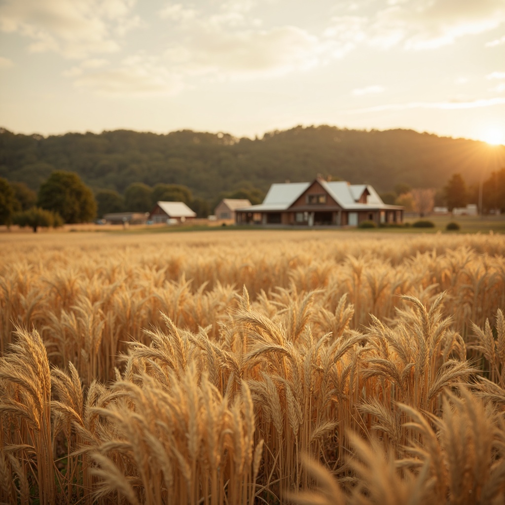 Prompt: Warm wheat fields, golden sun-kissed tones, soft beige textures, natural earthy colors, rustic farmhouses, vintage wooden fences, sunflower-inspired accents, creamy whites, weathered stone walls, rural landscapes, serene atmosphere, gentle warm lighting, shallow depth of field, 1/1 composition, realistic renderings, ambient occlusion.