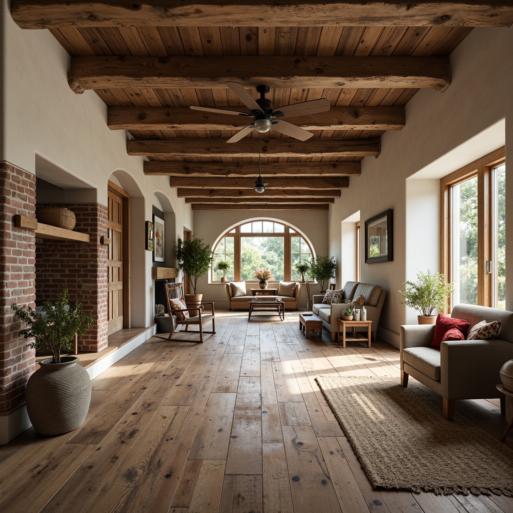 Prompt: Rustic farmhouse, reclaimed wood flooring, distressed textures, vintage charm, natural materials, earthy tones, wide plank boards, wooden beams, stone accents, brick inlays, matte finishes, soft warm lighting, cozy atmosphere, traditional decor, country-inspired furnishings, floral patterns, natural fibers, woven rugs, neutral color palette, organic feel, 1/1 composition, realistic textures, ambient occlusion.