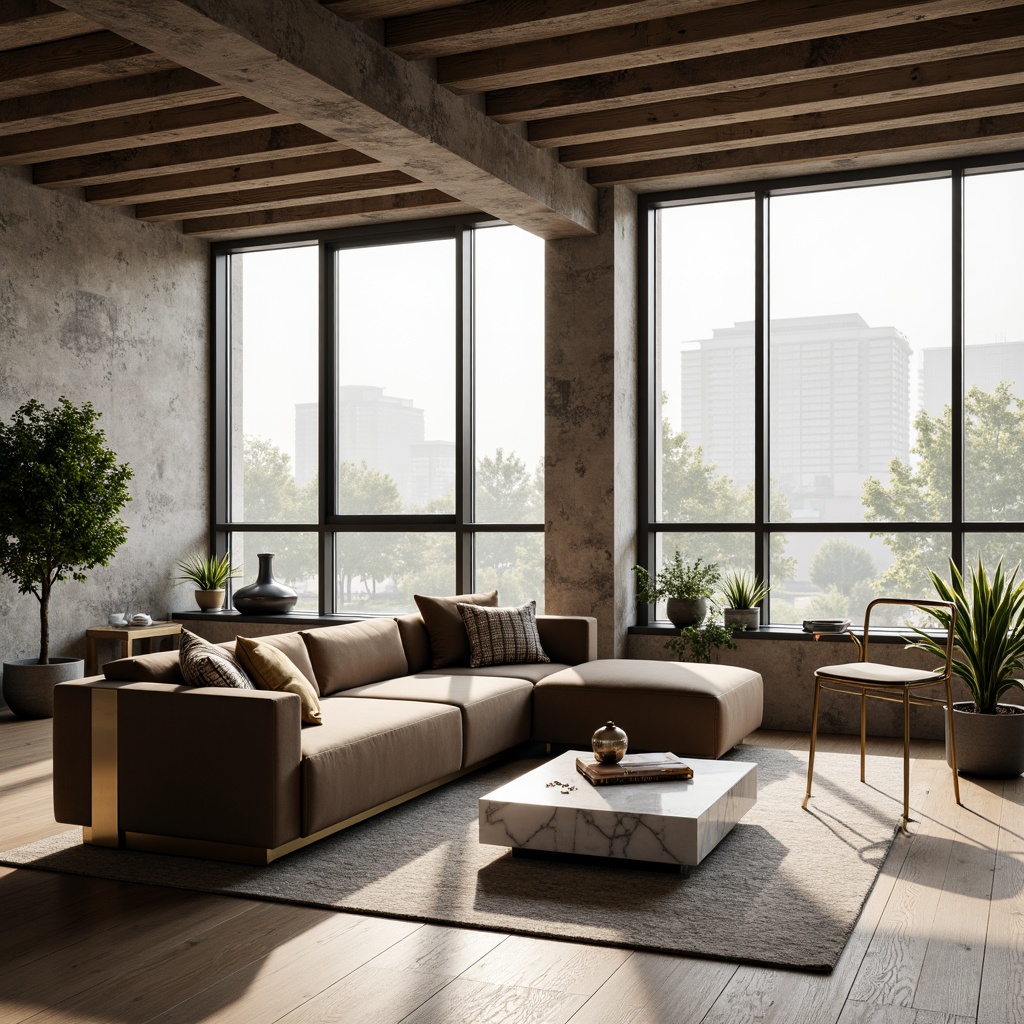 Prompt: Modern living room, sleek sofa, velvet upholstery, golden metal legs, marble coffee table, minimalist decor, floor-to-ceiling windows, natural light, urban loft atmosphere, industrial chic style, reclaimed wood accents, soft warm lighting, 1/1 composition, shallow depth of field, realistic textures.