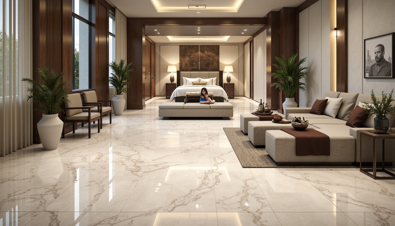 Prompt: Polished marble floors, elegant interior design, modern living rooms, sophisticated bedrooms, luxurious bathrooms, high-end furniture, metallic accents, ambient lighting, subtle texture variations, herringbone patterns, geometric mosaics, creamy white marble, rich black marble, soft warm glow, 1/1 composition, shallow depth of field, realistic reflections, detailed normal maps.