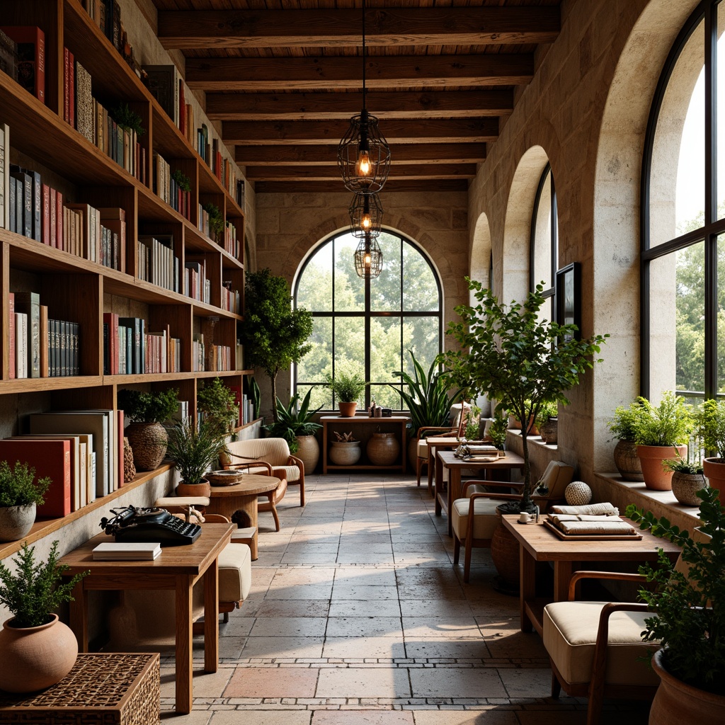 Mediterranean Style Bookstore Design Ideas