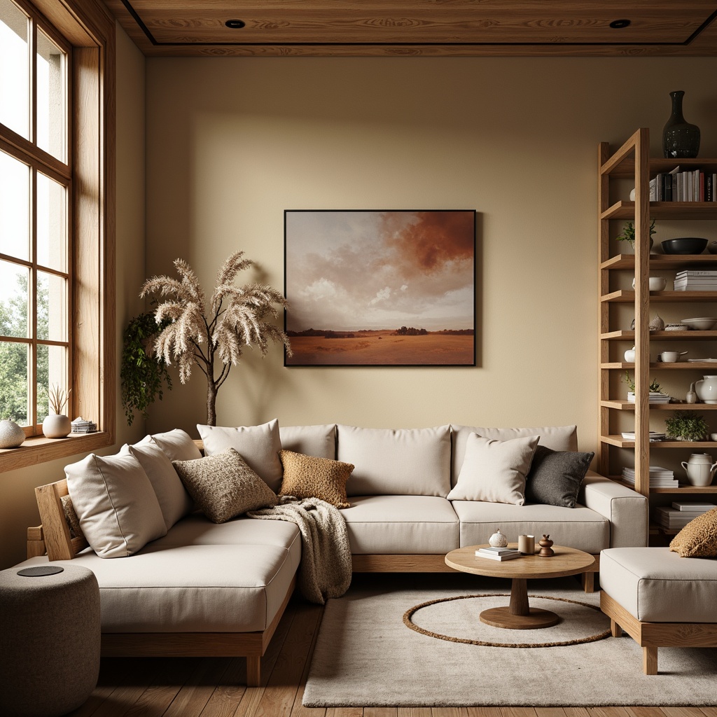 Prompt: Rich Scandinavian interior, heliotrope accent walls, warm beige furniture, natural wood textures, minimalist decor, Nordic-inspired patterns, cozy atmosphere, soft warm lighting, shallow depth of field, 1/1 composition, realistic render, ambient occlusion, modern design elements, sleek lines, organic shapes, earthy tones, subtle color contrast.