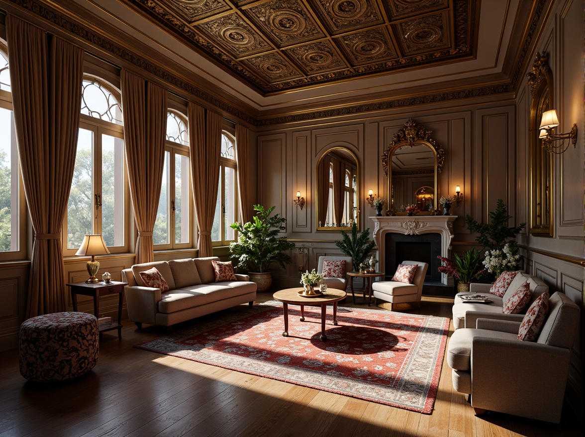 Prompt: Elegant interior design, harmonizing silver accents, bronze metallic tones, luxurious velvet fabrics, ornate patterns, sophisticated color scheme, lavish decorations, opulent furnishings, refined lighting fixtures, intricate carvings, majestic archways, grandiose columns, richly polished wood floors, subtle warm glow, shallow depth of field, 1/2 composition, realistic reflections, ambient occlusion.