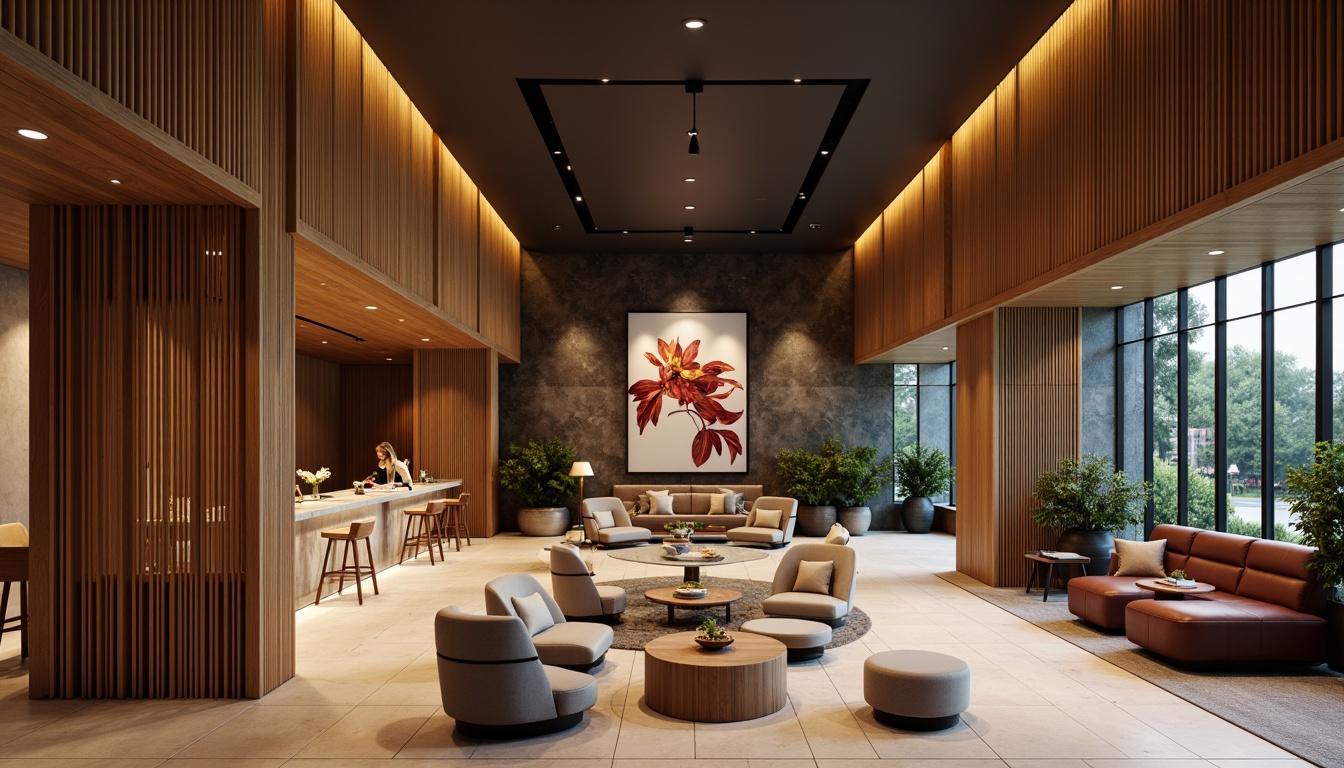 Prompt: Luxurious interior, rich wood textures, polished metal accents, velvety soft upholstery, high-gloss marble countertops, durable ceramic flooring, stylish glass partitions, minimalist steel frames, warm ambient lighting, 1/1 composition, realistic reflections, soft focus blur.