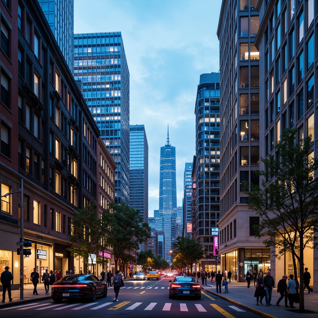 Prompt: Vibrant cityscape, bustling streets, modern skyscrapers, sleek glass buildings, urban landscape, bold color scheme, contrasting hues, bright accents, neon lights, dramatic shadows, high-contrast ratio, 1/2 composition, cinematic lighting, realistic textures, ambient occlusion.