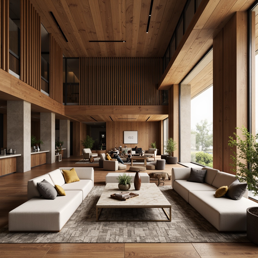 Prompt: Luxurious interior space, high-end furniture, rich wood textures, polished marble countertops, metallic accents, sleek glass surfaces, velvety soft fabrics, natural stone flooring, earthy color palette, minimalist decor, ample natural light, indirect warm lighting, 1/1 composition, shallow depth of field, realistic reflections, ambient occlusion.