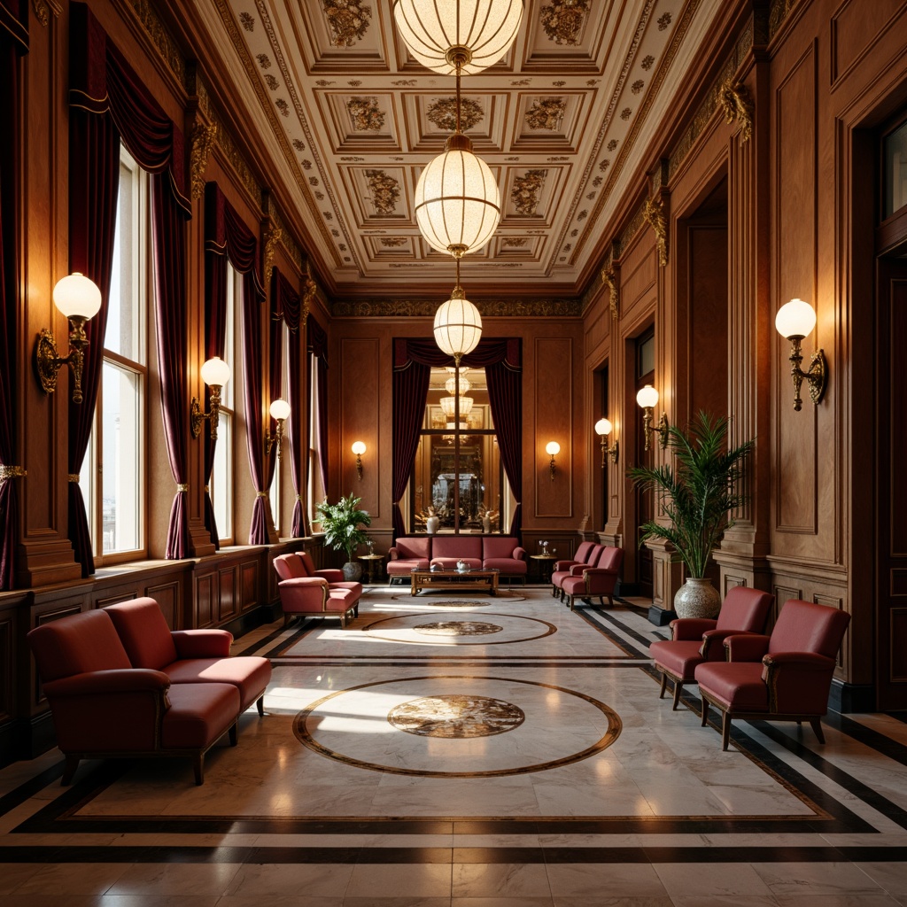 Prompt: Elegant bank interior, neoclassical columns, ornate chandeliers, rich wood paneling, polished marble floors, luxurious velvet drapes, stately furniture, antique vases, intricate moldings, gilded accents, sophisticated color palette, soft warm lighting, shallow depth of field, 1/2 composition, realistic textures, ambient occlusion.