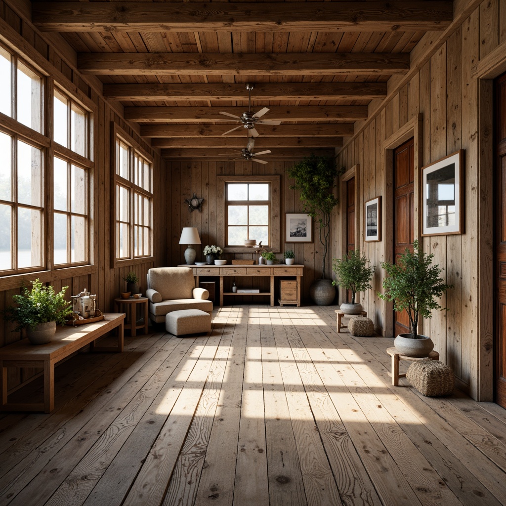 Prompt: Rustic farmhouse, distressed wooden planks, reclaimed barn wood, vintage charm, earthy tones, natural materials, wide plank flooring, worn finishes, exposed beams, country-style decor, cozy atmosphere, warm lighting, soft shadows, shallow depth of field, 1/1 composition, realistic textures, ambient occlusion.