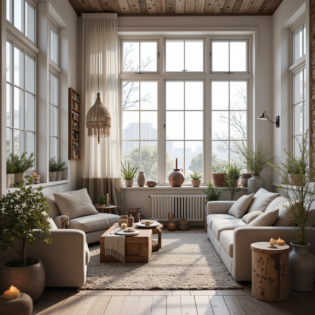 Prompt: Cozy Scandinavian interior, abundant natural light, large windows, minimalist design, white walls, wooden floors, rustic accents, vintage decorative items, warm textiles, candles, greenery, botanical elements, soft diffused lighting, shallow depth of field, 1/1 composition, realistic textures, ambient occlusion, Nordic-inspired color palette, earthy tones, calming atmosphere.