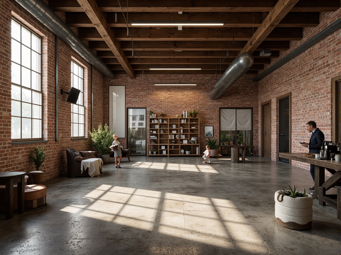 Prompt: Rustic industrial setting, exposed brick walls, metal beams, polished concrete floors, distressed wooden accents, vintage machinery, reclaimed wood textures, earthy color palette, natural light filtering, high ceilings, open spaces, modern minimalist decor, smart materials integration, self-healing concrete, water-repellent coatings, corrosion-resistant metals, durable polymer composites, sustainable building practices, eco-friendly insulation systems, advanced weathering technologies, detailed close-up shots, shallow depth of field, 1/1 composition, warm soft lighting.