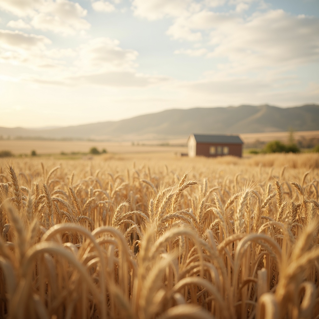 Prompt: Earthy wheat fields, warm beige tones, soft golden hues, rustic terracotta shades, creamy whites, gentle oatmeal textures, natural linen fabrics, weathered wood accents, subtle sepia undertones, sun-kissed landscapes, serene rural scenery, vast open skies, warm diffused lighting, shallow depth of field, 1/1 composition, realistic earthy tones, ambient occlusion.