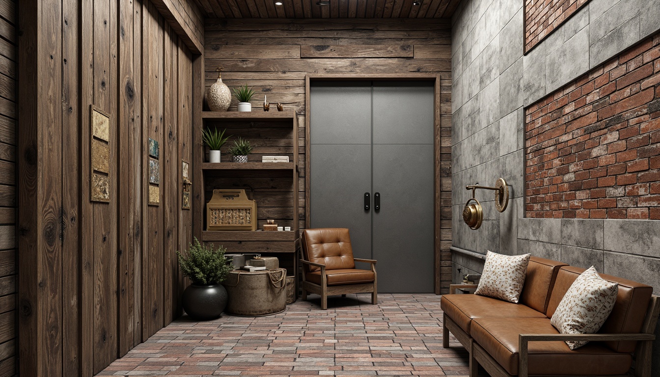 Prompt: Weathered wooden planks, distressed metal panels, rough stone walls, worn brick pavements, faded concrete surfaces, rustic rope details, vintage metallic accents, peeling paint finishes, natural fiber textiles, embossed leather upholstery, intricate tile mosaics, ornate carved wood decorations, subtle gradient effects, high-frequency normal maps, realistic ambient occlusion.