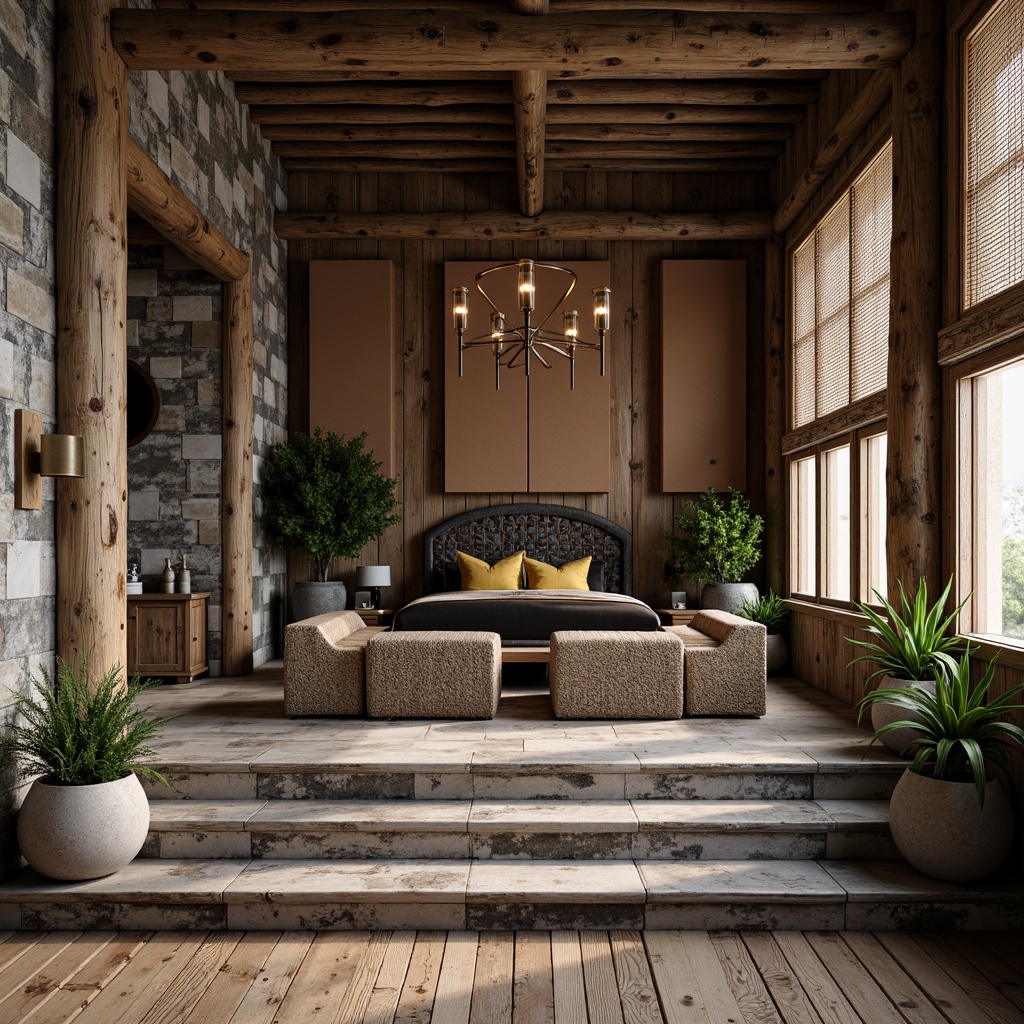 Prompt: Rustic wooden planks, weathered stone walls, distressed metal panels, woven bamboo screens, tactile fabric upholstery, intricate ceramic tiles, rough-hewn rock formations, peeling paint finishes, ornate carved wood details, luxurious velvet drapes, reflective metallic accents, subtle gradient color transitions, ambient occlusion shading, high-frequency detail normal maps.