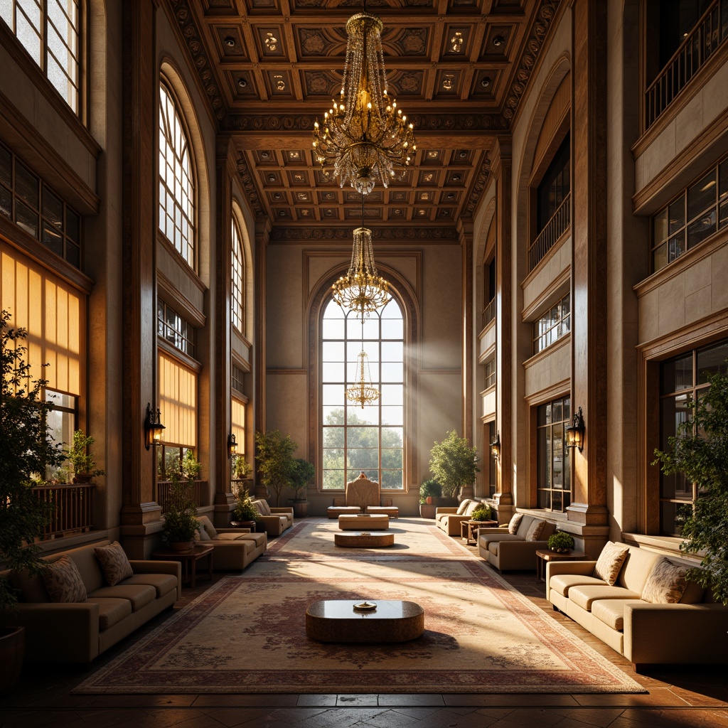 Prompt: Grandiose distribution center, ornate columns, arched windows, grand chandeliers, soft warm lighting, golden accents, rich wood tones, luxurious fabrics, intricate moldings, symmetrical composition, dramatic shadows, high contrast ratio, 1/1 aspect ratio, cinematic lighting, subtle color grading, realistic reflections, ambient occlusion, elegant furniture, sophisticated decor, refined textures.