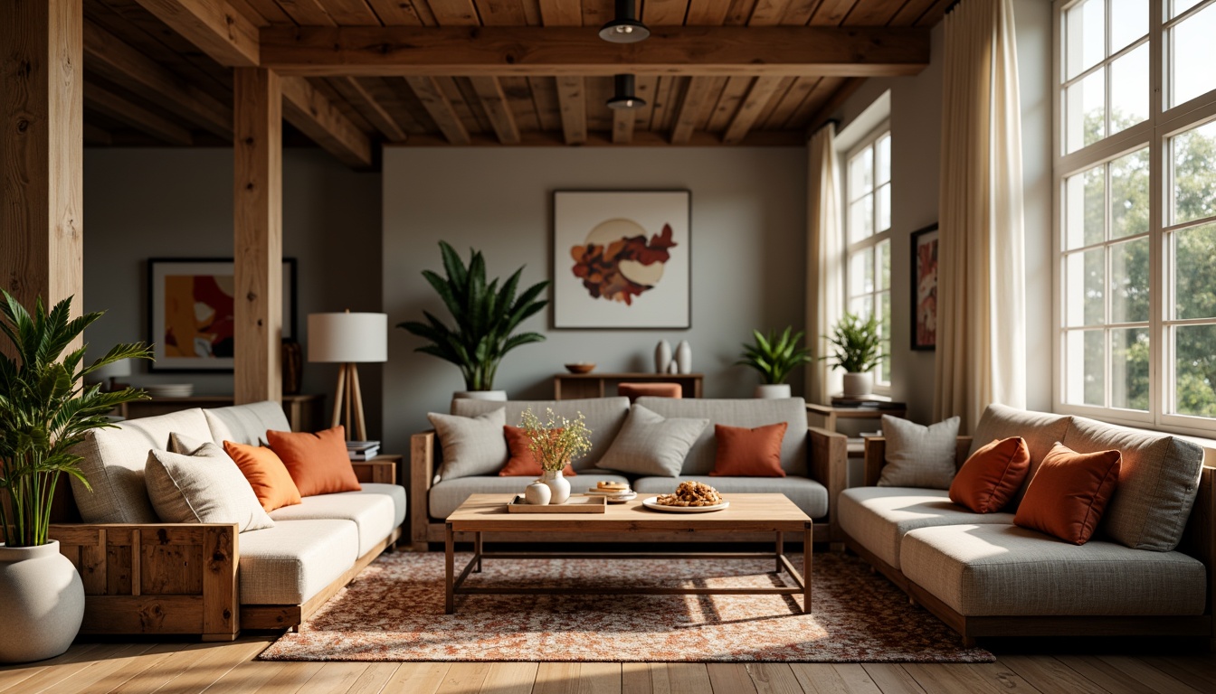 Prompt: Cozy living room, plush sofas, vibrant throw pillows, wooden coffee table, rustic metal legs, soft warm lighting, shallow depth of field, 3/4 composition, panoramic view, realistic textures, ambient occlusion, comfortable seating arrangement, optimized visibility, clear sightlines, ergonomic chair design, adjustable headrests, reclining mechanisms, footstools, luxurious fabrics, natural wood accents, earthy color palette.