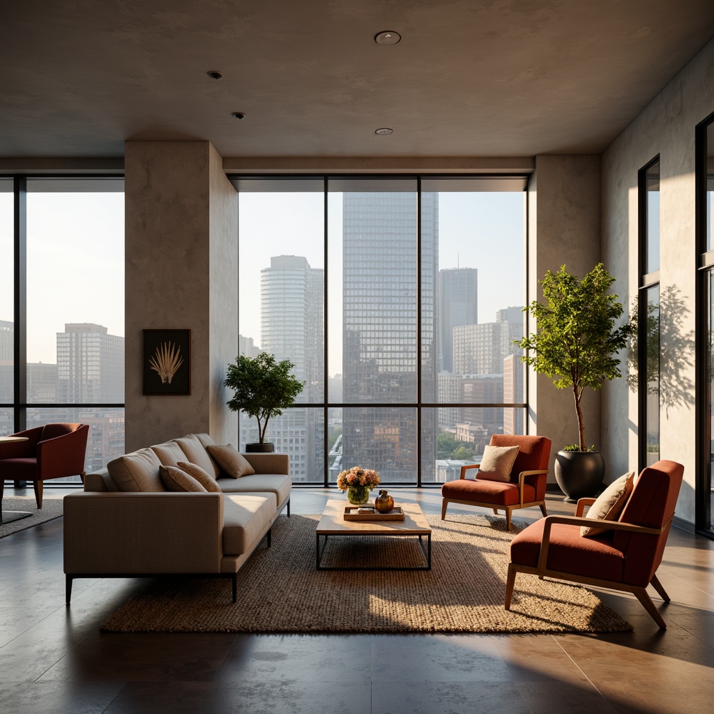 Prompt: Cozy living room, plush sofas, velvet armchairs, wooden coffee tables, minimalist decor, natural fiber rugs, soft warm lighting, floor-to-ceiling windows, urban city view, modern apartment building, sleek metal frames, comfortable cushions, elegant vases, fresh green plants, calm ambiance, shallow depth of field, 1/1 composition, realistic textures, ambient occlusion.