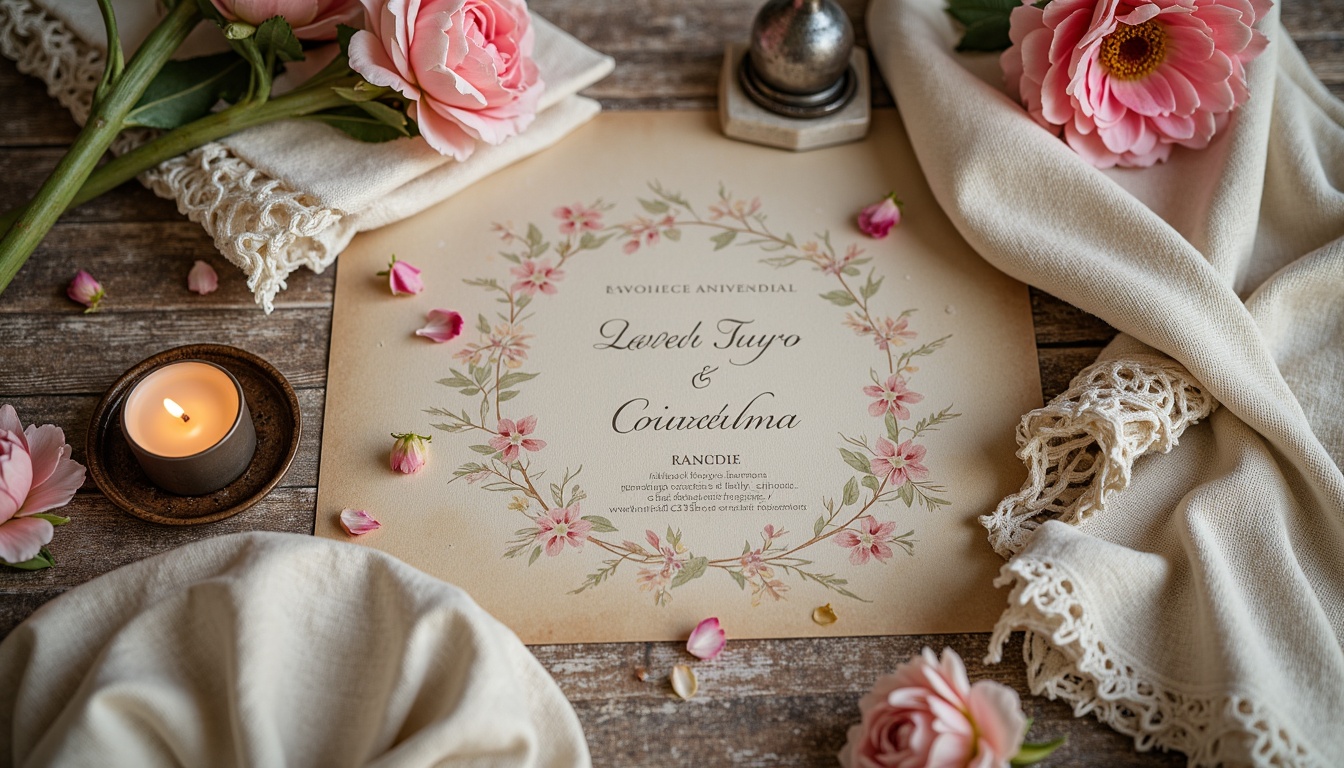 Prompt: Distressed vintage fabrics, soft pastel hues, romantic florals, lace trims, ruffled edges, worn velvet textures, faded linen weaves, rustic burlap patterns, aged wooden accents, antique furniture pieces, ornate metal fixtures, warm candlelight, soft focus photography, 1/1 composition, shallow depth of field, naturalistic color palette, subtle texture overlays.