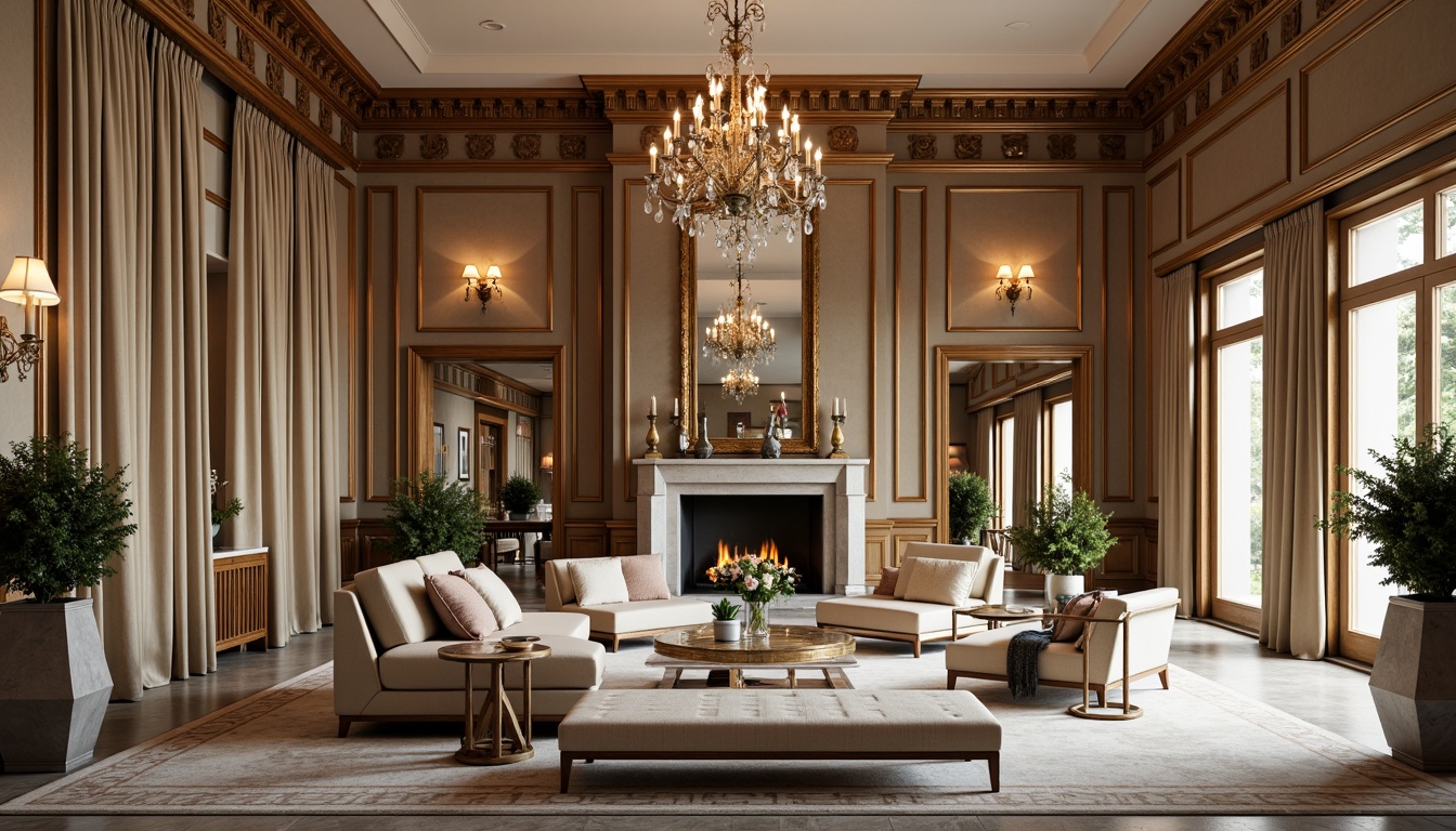 Prompt: Elegant mansion interior, rich wood paneling, ornate moldings, luxurious fabrics, velvet drapes, golden accents, crystal chandeliers, marble fireplaces, creamy whites, warm beiges, soft grays, earthy browns, muted greens, subtle blues, sophisticated neutrals, intricate patterns, subtle textures, classic proportions, balanced compositions, dramatic lighting, soft focus, warm atmosphere, inviting ambiance.