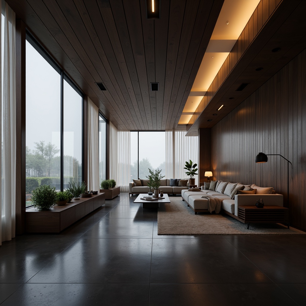 Prompt: Streamlined modern interior, sleek lines, minimal ornamentation, reflective surfaces, polished metal accents, soft warm lighting, subtle shadows, layered ambient occlusion, indirect illumination, cove lighting, LED strips, recessed lighting fixtures, floor-to-ceiling windows, sheer curtains, natural daylight, atmospheric fog effect, cinematic camera angles, 1/1 composition, realistic textures, high-contrast ratio.