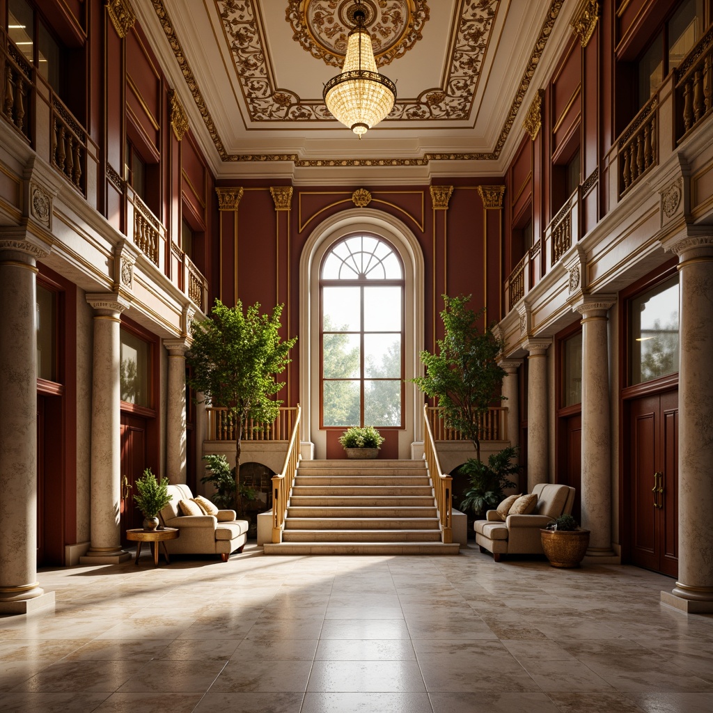 Prompt: Elegant apartment facade, ornate moldings, intricate carvings, classical columns, symmetrical architecture, luxurious marble flooring, rich wood paneling, high ceilings, crystal chandeliers, grand entrance halls, sweeping staircases, ornamental railings, lavish furnishings, soft warm lighting, shallow depth of field, 1/1 composition, realistic textures, ambient occlusion.