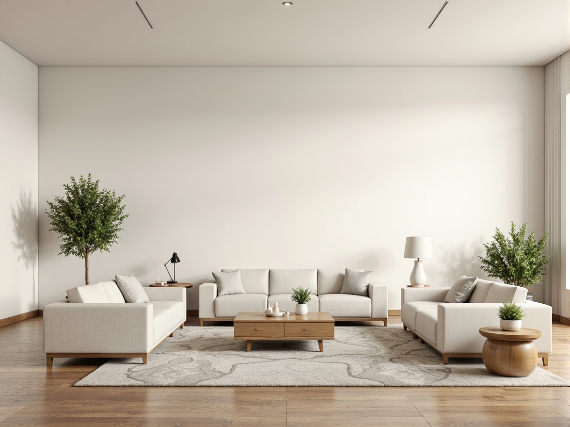 Prompt: Simple modern living room, minimalist decor, monochromatic color scheme, soft creamy whites, calming light grays, subtle beige tones, natural wood accents, sleek low-profile furniture, minimal ornamentation, plenty of negative space, indirect warm lighting, 1/1 composition, shallow depth of field, realistic textures, ambient occlusion.