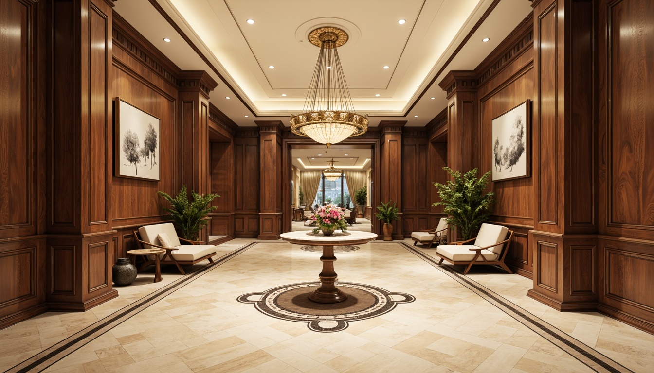 Prompt: Elegant home gym, neoclassical architectural style, cream-colored marble flooring, intricate inlaid wood patterns, rich walnut paneling, ornate metal accents, grand chandelier lighting, high-contrast color scheme, symmetrical composition, 1/1 aspect ratio, softbox lighting, subtle shadows, realistic textures, ambient occlusion.