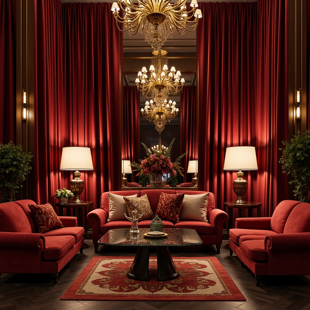 Prompt: Velvet drapes, golden candelabras, ornate mirrors, lavish chandeliers, intricate carvings, curvaceous furniture, plush sofas, crystal glass tables, luxurious fabrics, rich jewel tones, soft warm lighting, dramatic shadows, opulent decor, Baroque-inspired patterns, gilded accents, red velvet walls, dimly lit atmosphere, mysterious ambiance, VIP lounges, dance floors, DJ booths, extravagant centerpieces.